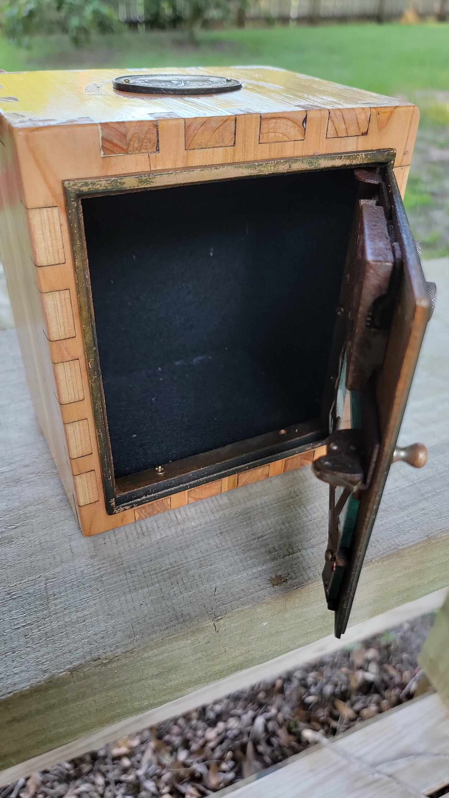 Custom Wood Bank with Antique USPS PO Box Door #73 - Build #3